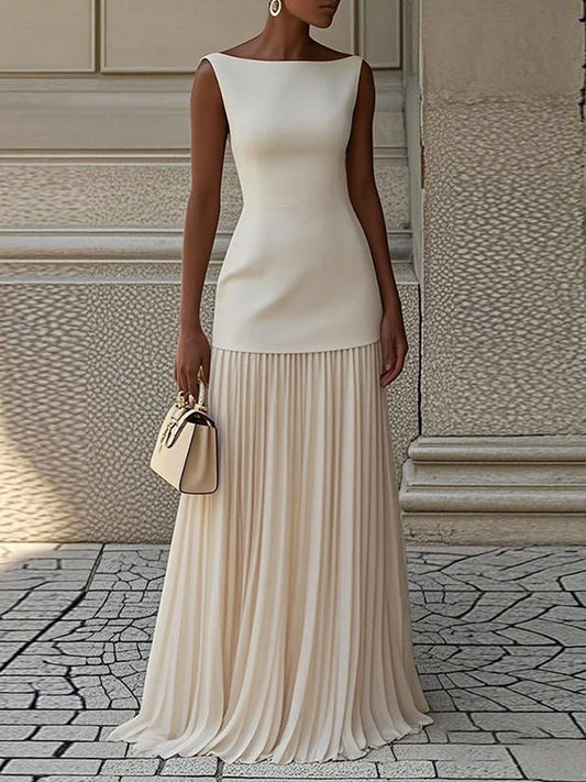 Seraphina™ - Abito Maxi Plissettato Senza Maniche